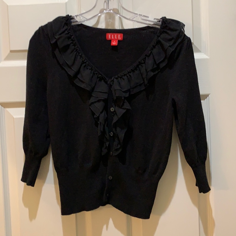 Ruffle front cardigan